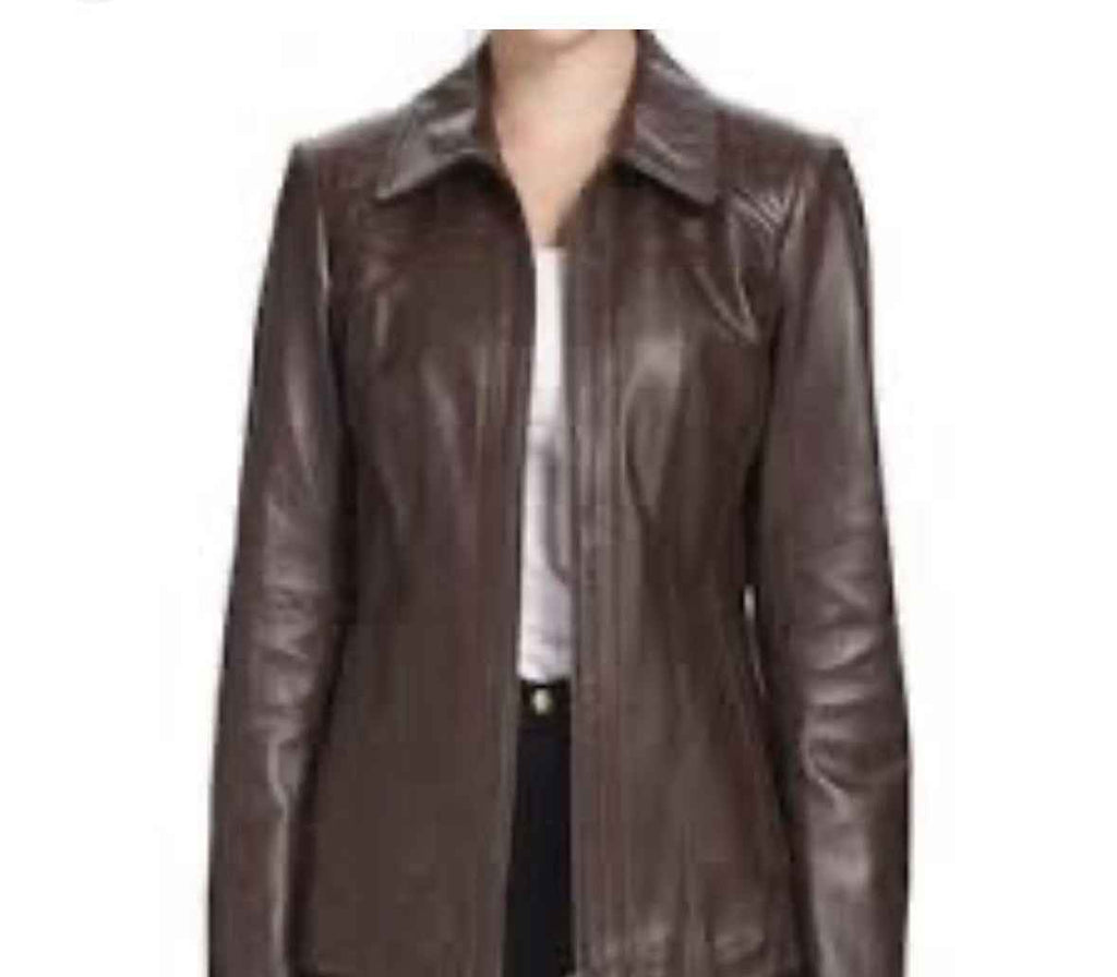 NEW Womens BGSD Ellen Brown Lambskin Leather Jacket Zip 3X Pockets Lined **