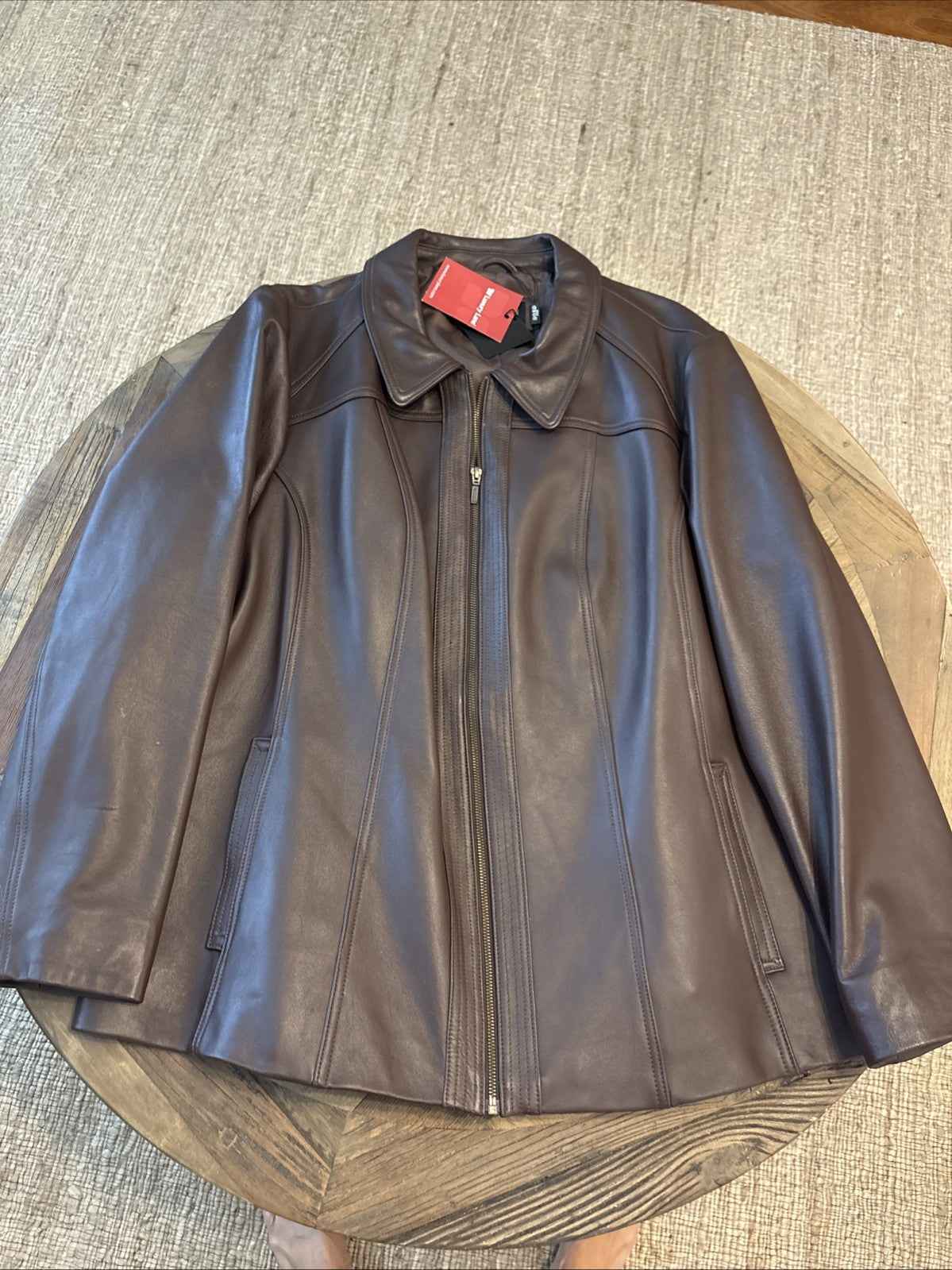 NEW Womens BGSD Ellen Brown Lambskin Leather Jacket Zip 3X Pockets Lined **