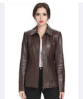 NEW Womens BGSD Ellen Brown Lambskin Leather Jacket Zip 3X Pockets Lined **